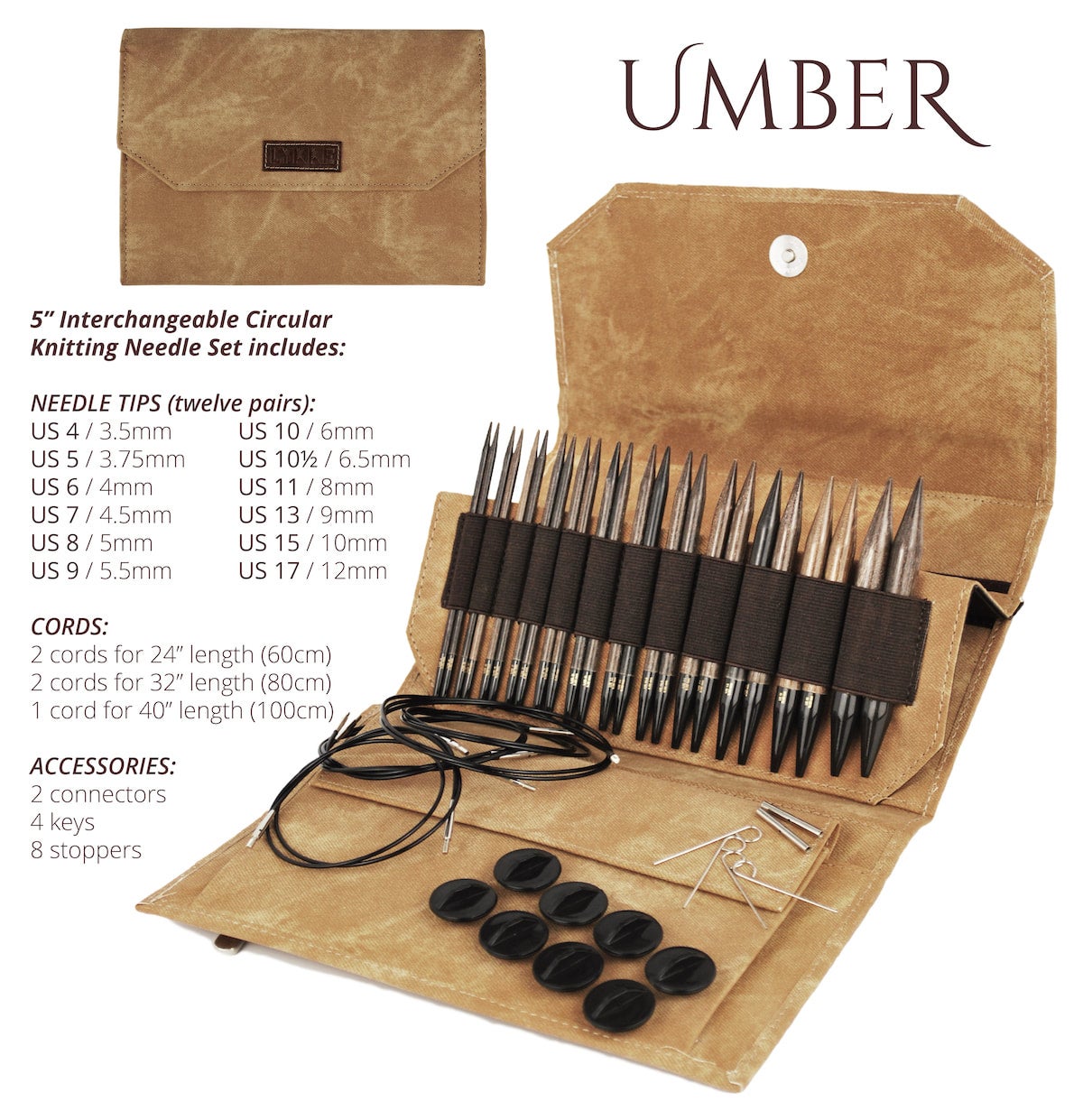 INTERCHANGEABLE - KNITTING NEEDLE SET - METAL - 13 NEEDLES + CASE —   - Yarns, Patterns and Accessories